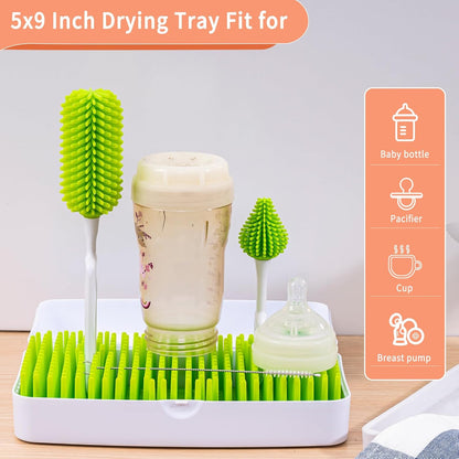 Baby Bottle Drying Rack, Travel Bottle Cleaner Kit for Working Mom, Baby Feeding Essentials - 9 x 5 x 2.5