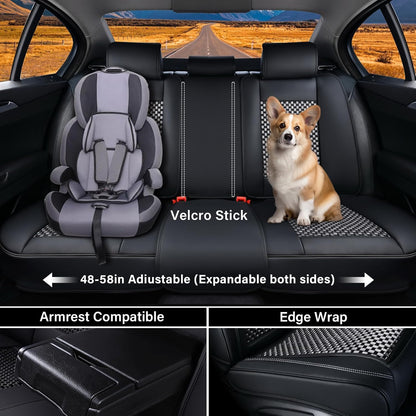 Coverado Leather Seat Covers for Car, Waterproof Car Seat Covers Full Set, 2 in 1 Conversions Car Seat Cover Protector Car Accessories Universal Fit for Most Cars SUVs and Trucks Beige