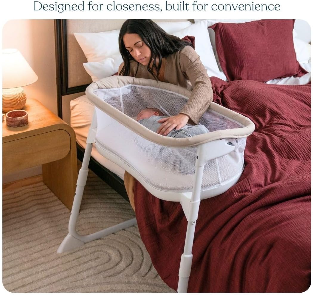 HALO® BassiNest® Bedside Sleeper – Breathable Baby Bassinet Slides Over Bed with Mesh Walls for Airflow & Visibility, Lowering Wall for Easy Access, Fits Most Beds