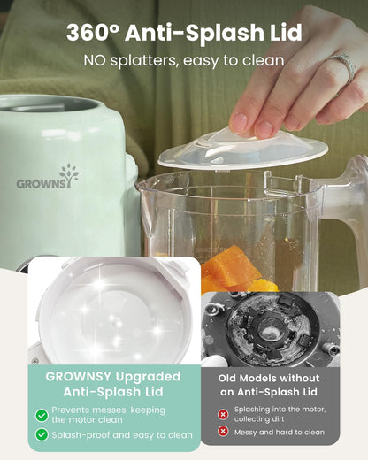 Grownsy Baby Food Maker with Steam Basket, One Step Baby Food Processor Steamer Puree Blender Grinder Mills Machine, Auto Cooking Grinding and Sterili-zing for Healthy Homemade Baby Food, Blue