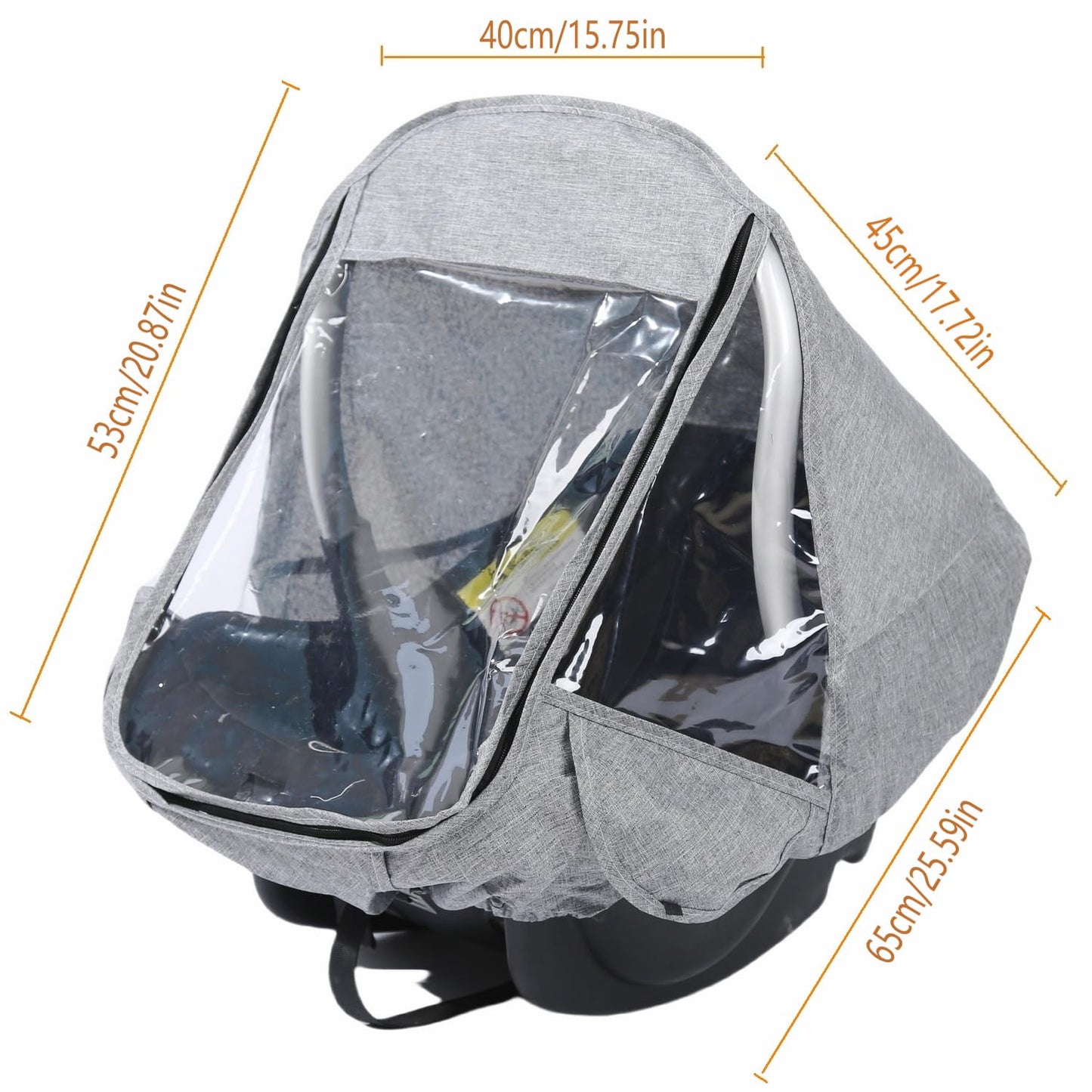 Car Seat Rain Cover,Food Grade EVA,Universal Car Seat Rain,Waterproof, Windproof Protection,Protect from Dust Snow,Rain Cover Features Quick-Access Zipper Door and Side Ventilation(Grey)