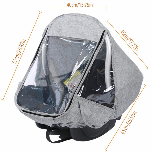 Car Seat Rain Cover,Food Grade EVA,Universal Car Seat Rain,Waterproof, Windproof Protection,Protect from Dust Snow,Rain Cover Features Quick-Access Zipper Door and Side Ventilation(Grey)