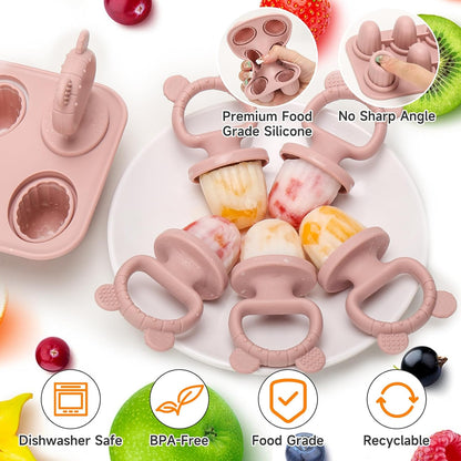 2-in-1 BPA-Free Ice Pop Molds & Silicone Baby Teethers for Teething Relief | Easy Fill Feeder for Breastmilk, Puree & Baby Food | Soothing, Fun & Safe Chewable Teething Toys for Infant & Toddler