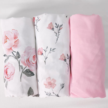PHF 3 Pack Soft Mini Crib Sheets, Floral & Animal Pack N Play Sheets for Baby Boys Girls, No Slip Universal Fit for Pack N Play, Playard, Portable and Mini Crib Mattresses,Floral & Animal
