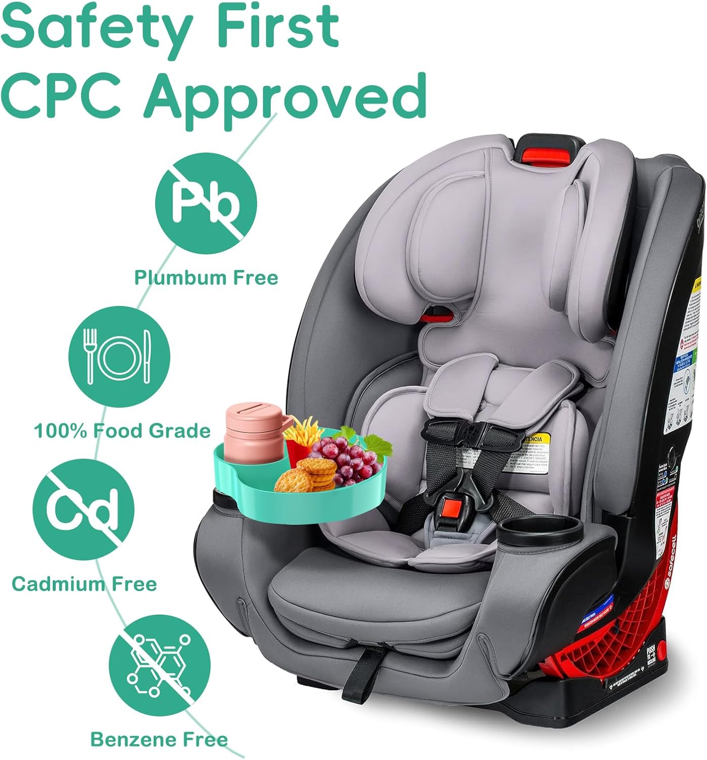 [2 Packs] Kids Car Seat Tray, Travel Tray with Cup Holder for Toddler Baby, Kids Car Seat Food Snack Organizer for Road Trip, Stroller snack Organizer Travel Must Haves Toddler Must Haves (Black)