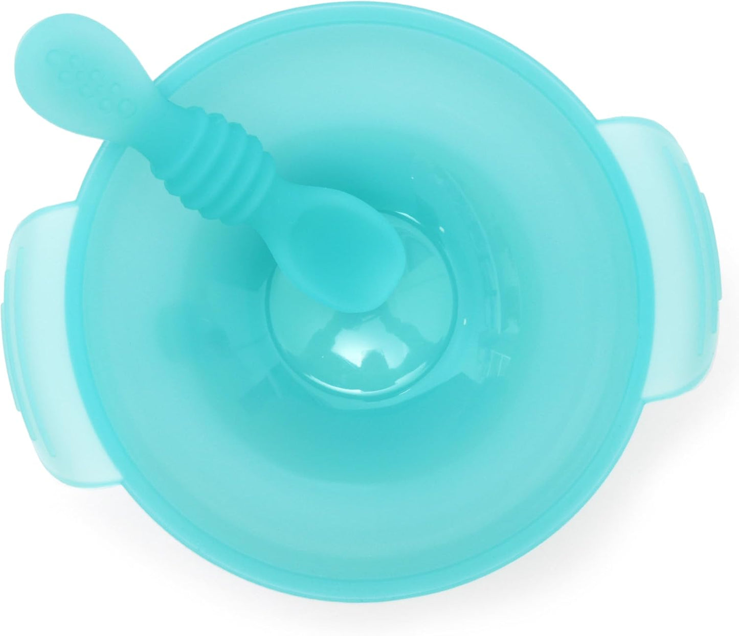 PrimaStella Unbreakable Silicone Non-Slip Bowl and Chew Spoon Set for Babies and Toddlers (Rainbow Swirl)
