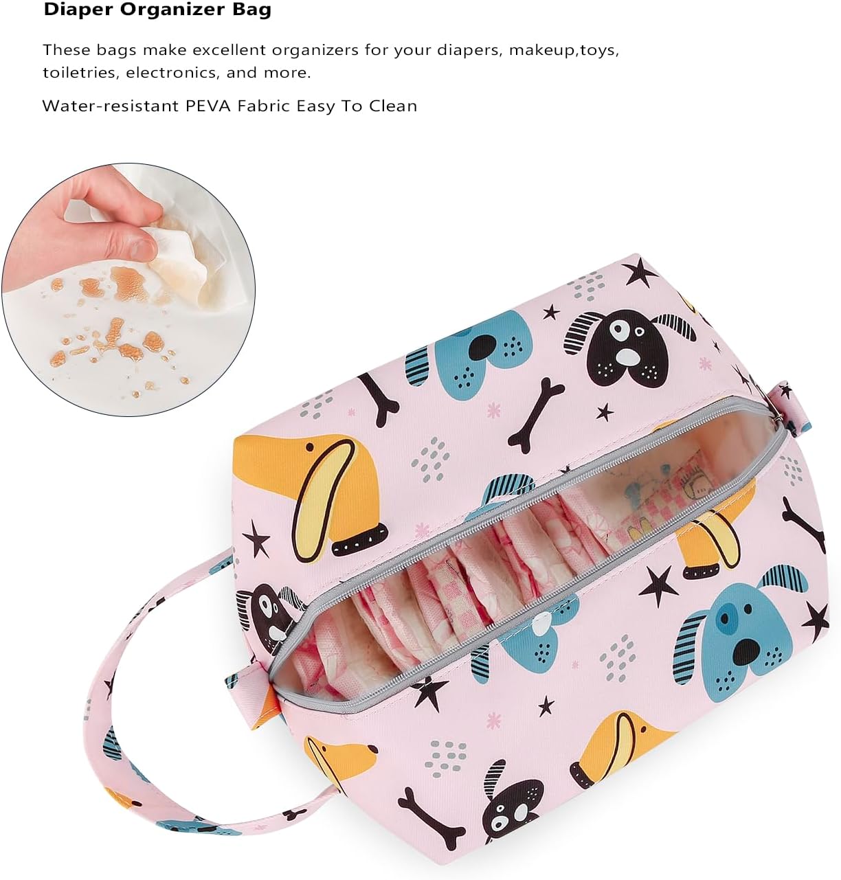 MOMIGO Wet Dry Bags for Baby Cloth Diapers - Waterproof Pod Hanging Diaper Bag Reusable, Washable for Baby Stroller, Diaper Bag, Breast Pump Parts, Travel Bag