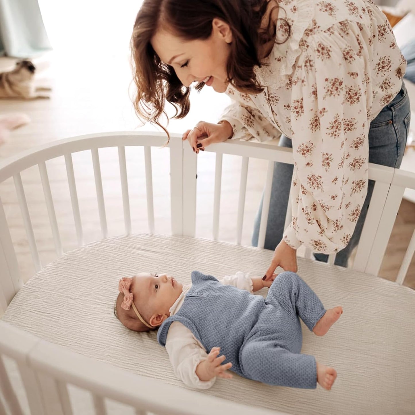 lulumoon Muslin Bassinet Sheets for Baby: Soft Bedside Sleeper Bassinet Fitted Sheets for Boys and Girls