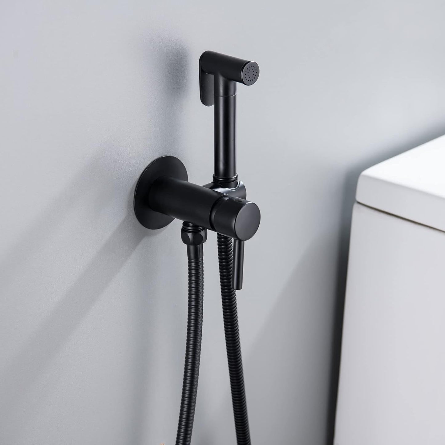 SHAMANDA Handheld Bidet Sprayer for Toilet, Stainless Steel Baby Cloth Diaper Sprayer Kit, Bathroom Toilet Bidet Attachment Set for Bathing Pets Feminine Hygiene, Matte Black BDS01-7