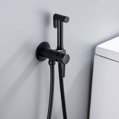 SHAMANDA Handheld Bidet Sprayer for Toilet, Stainless Steel Baby Cloth Diaper Sprayer Kit, Bathroom Toilet Bidet Attachment Set for Bathing Pets Feminine Hygiene, Matte Black BDS01-7