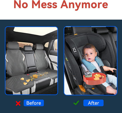 [2 Packs] Kids Car Seat Tray, Travel Tray with Cup Holder for Toddler Baby, Kids Car Seat Food Snack Organizer for Road Trip, Stroller snack Organizer Travel Must Haves Toddler Must Haves (Black)