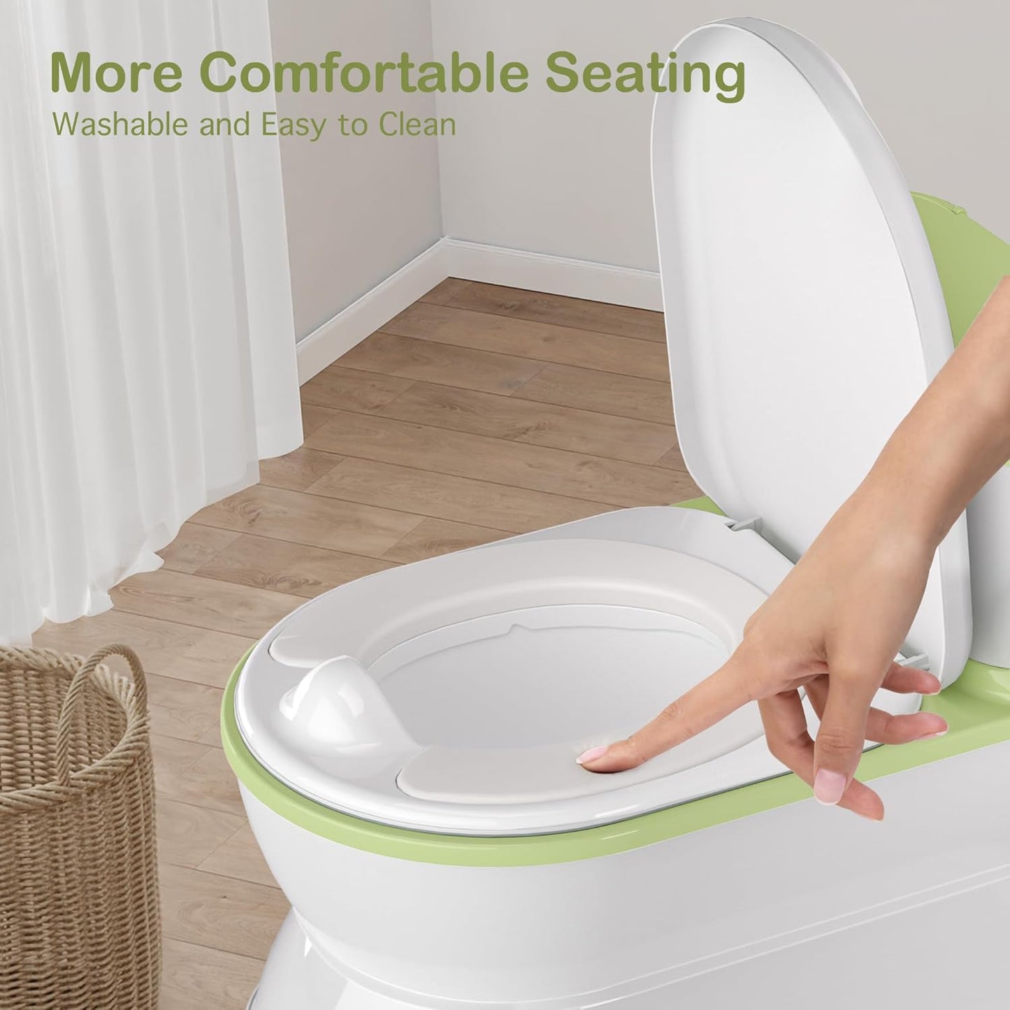 CheerTry 2-in-1 Toddler Potty Training Toilet - Larger Potty Chair & Detachable Training Seat for Boys & Girls Ages 1-3 with Flushing Sound, Wipes Storage, Toilet Paper Holder - Pink