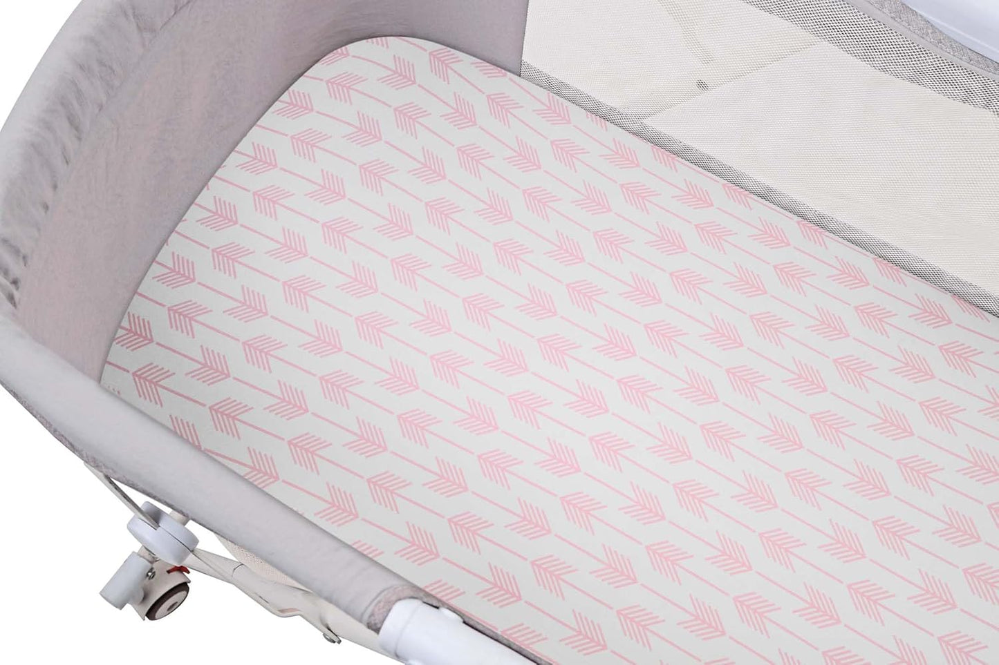 Onacosht Stretchy Bassinet Sheets 33" x 19" Compatible with Mika Micky, KoolaBaby (3 in 1), BabyBond, HARPPA and RICUTON Bedside Bassinet, 3 Pack for Baby Boy and Girl, Pink Floral