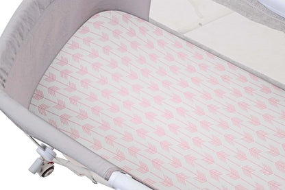 Onacosht Stretchy Bassinet Sheets 33" x 19" Compatible with Mika Micky, KoolaBaby (3 in 1), BabyBond, HARPPA and RICUTON Bedside Bassinet, 3 Pack for Baby Boy and Girl, Pink Floral
