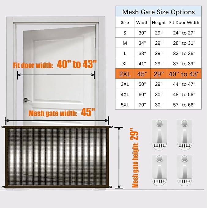 Cupount Baby Gate for Stairs - Dog Gate Indoor Mesh Pet Gates for Doorways (Brown, 30" H x 45" W)