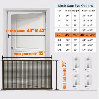 Cupount Baby Gate for Stairs - Dog Gate Indoor Mesh Pet Gates for Doorways (Brown, 30" H x 45" W)