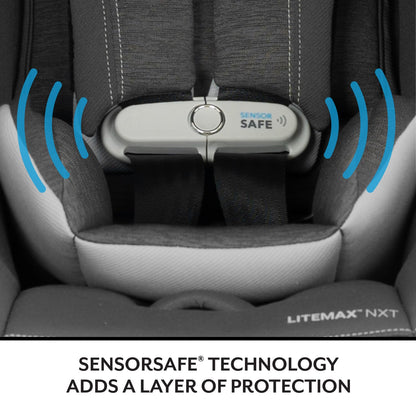 Evenflo LiteMax NXT Rear-Facing Lightweight Preemie and Infant Car Seat 3-30lbs with SensorySoothe. Easy Install with Base (Quartz)