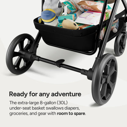 Mompush Baby Stroller, Convertible 2-in-1 with Bassinet Option, Infant Car Seat Compatible, Includes Adapter - Sturdy Full-Size Infant Stroller for Family Adventures