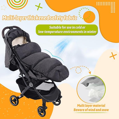 Baby Footmuff for Winter Outdoors Stroller Layer Waterproof Outer Soft Lambswool Liner Designed for Cold Wind Moisture Protection Suitable -30F/-22C Universal Fit Stroller