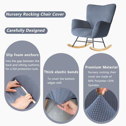 Nursery Rocking Chair Cover,1 Piece Glider Chairs Cover Slipcovers,Soft with Elastic Bottom Spandex Jacquard Small Checks,Furniture Protector Washable
