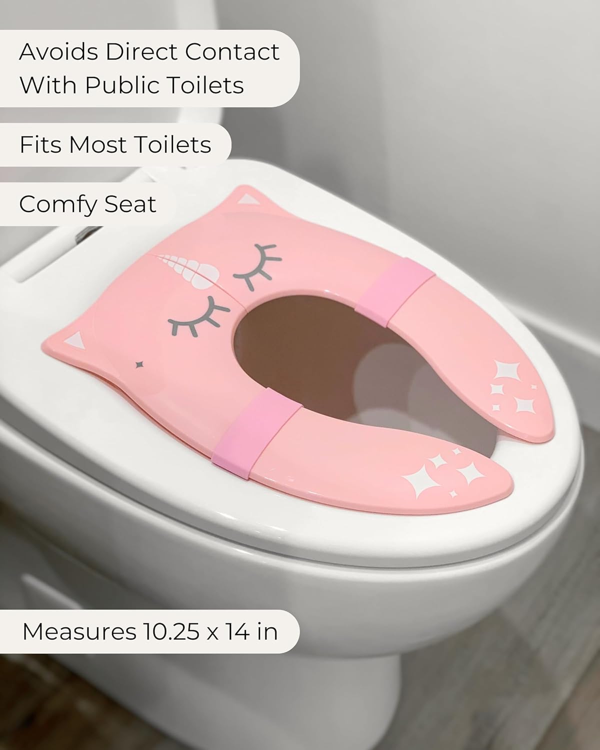 Hippypotamus Travel Potty Seat for Toddler - Folding Potty Training Seat - Portable Toilet Seat Cover for Baby & Kids (PINK Unicorn)