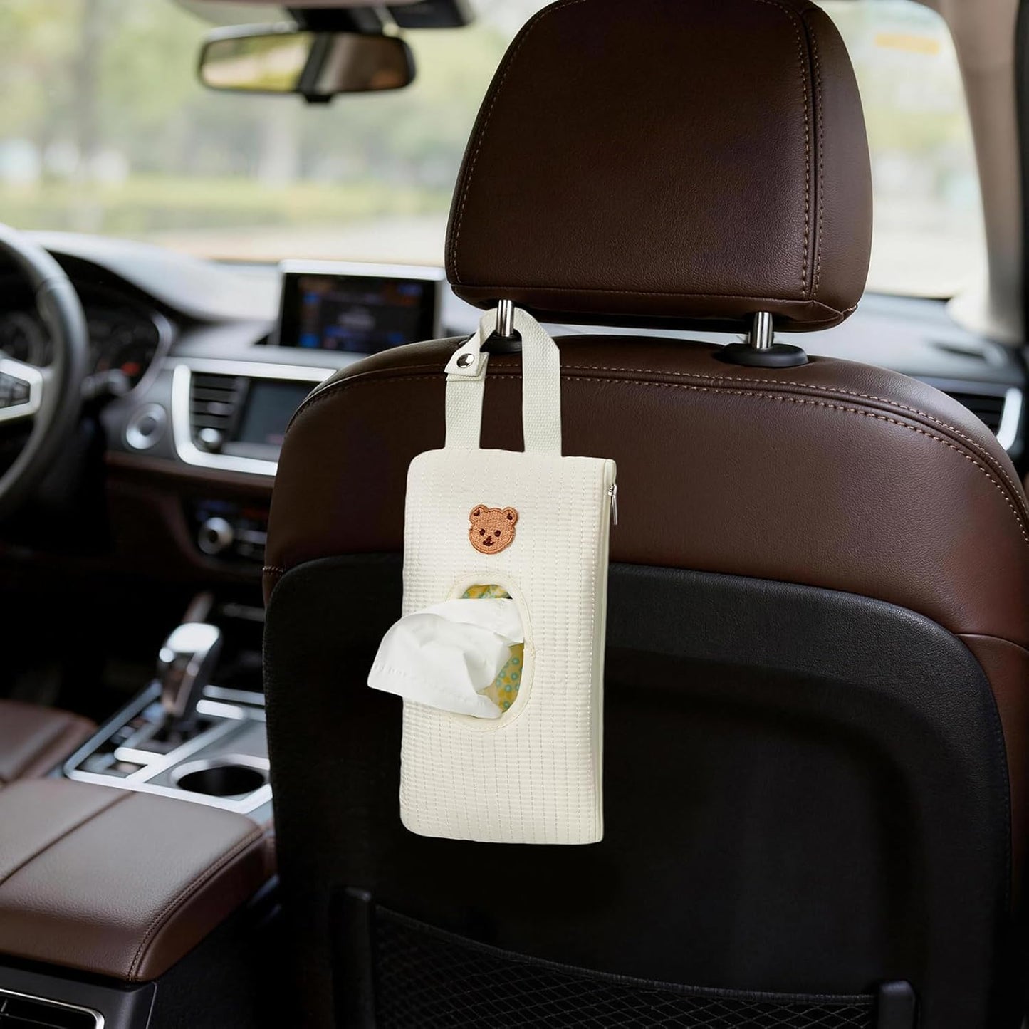 Quilted Baby Wipe Holder Quilted Wipe Pouch Portable Hanging Floral Wet Wipes Bag for Car, Stroller