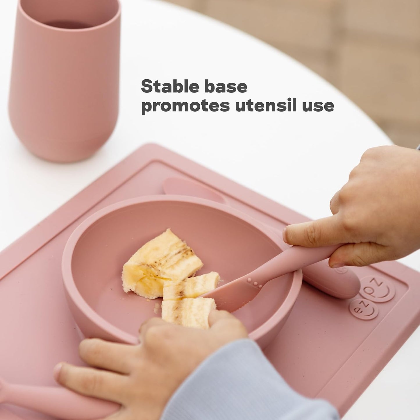 ezpz Happy Bowl - 24 Months + (Sage) - 100% Silicone Suction Bowl with Built-in Placemat – Dishwasher Safe