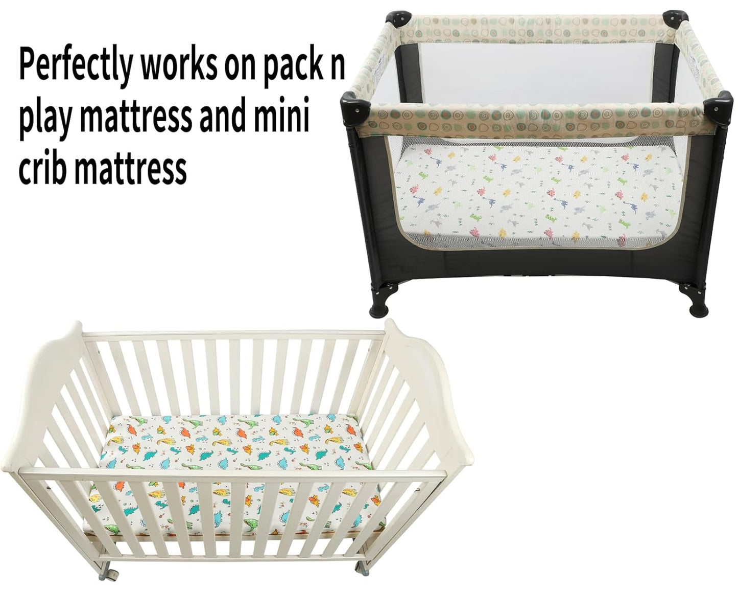 Onacosht Pack and Play Sheets 3 Pack for Baby Boy, Stretchy Jersey Knitted Portable Mini Crib Sheets Playard Mattress Cover, Woodland Animal Elephant Fox Lion Bear Giraffe Zebra Printing