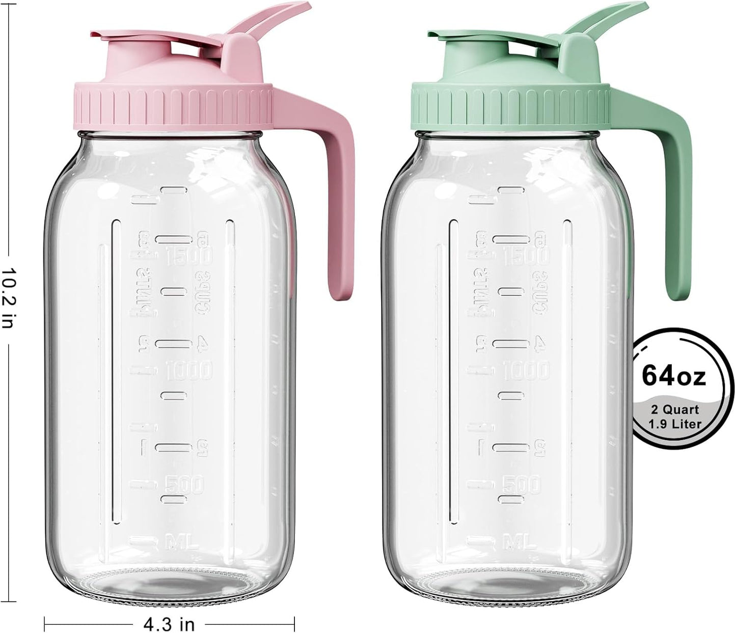 32oz Breast Milk Pitcher with Lid - Airtight Leakproof Glass Storage with Flip Cap & Pour Spout, Wide Mouth 1 Quart Breastmilk Storage Container Breastfeeding Essentials for Breastmilk, Formula, Milk