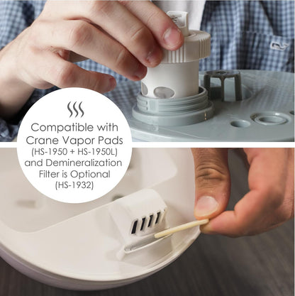 Crane Droplet Ultrasonic Small Air Humidifiers for Bedroom and Office, 0.5 Gallon Cool Mist Humidifier for Plants and Home, Humidifier Filters Optional, White