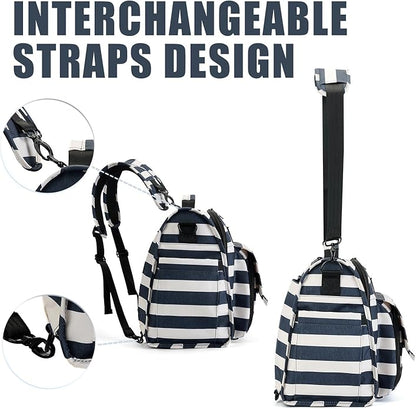 ALLCAMP Diaper Backpack, Waterproof Large Capacity Baby Bag, Multi-Function Nappy Bag with Stroller Hooks, Convertible Tote