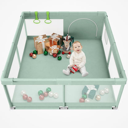 Fodoss Baby Playpen 50×50in, Small Play Pen for Babies and Toddlers, Playpen for Apartment, Play Yard, Activity Fence, Baby Playard with All-Side Mesh, Pull Rings