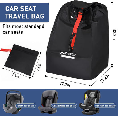 Car Seat Travel Bag for Airplane, Large Waterproof Car Seat Bags Fits Most Infant Car Seats, Convertible Car Seats, Booster Seats, Car Seat Bases, Adjustable Shoulder Strap, Blue