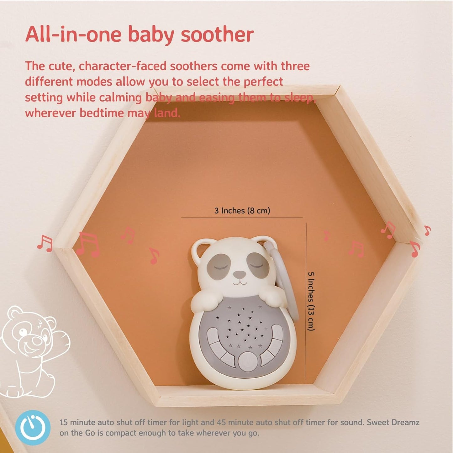 Cloud b Travel Comforting Sound Machine w/Calming Light | 4 White Noise and 4 Lullabies | Re-Activating Smart Sensor | Sweet Dreamz On the Go™ - Fox