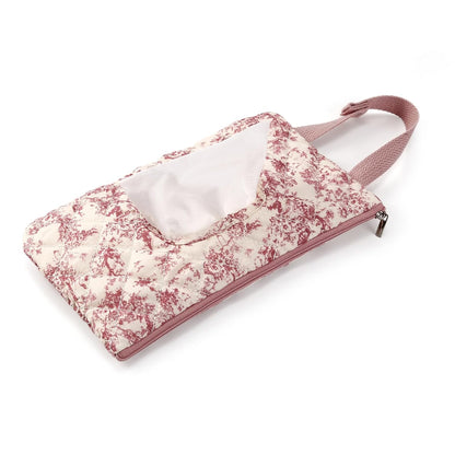 Quilted Baby Wipe Holder Quilted Wipe Pouch Portable Hanging Floral Wet Wipes Bag for Car, Stroller