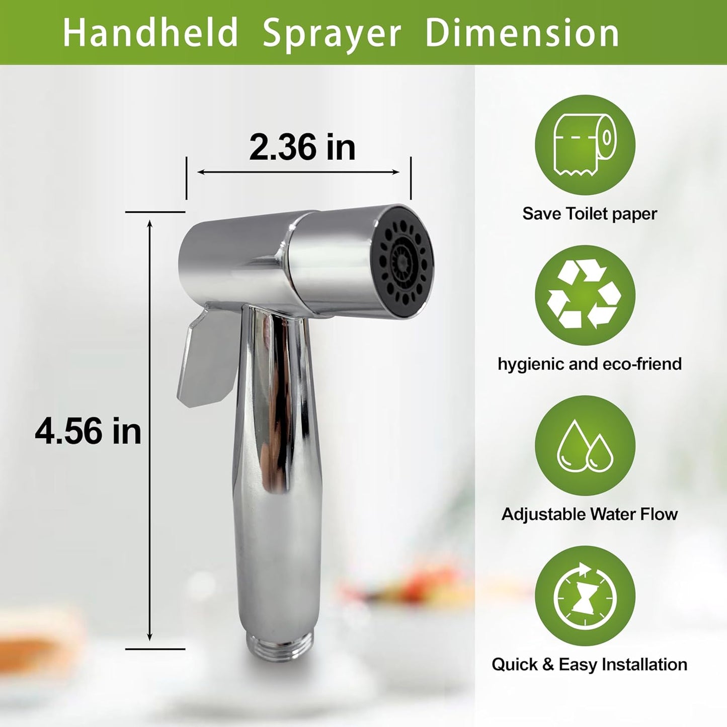 Brushed Nickel Bidet Sprayer Head, Stainless Steel Handheld Shattaf Jet Spray Attachment for Toilet, Baby Cloth Diaper Sprayer with Adjustable Water Pressure Control, 1 Pack