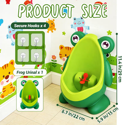 Frog Pee Training,Cute Potty Training Urinal for Boys with Funny Aiming Target,Green Urinals for Toddler Boy