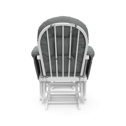 Storkcraft Premium Hoop Glider & Ottoman (White/Gray) — GREENGUARD Gold Certified Nursery Glider, Solid Wood Craftsmanship, Smooth-Gliding, Award-Winning - Colors B