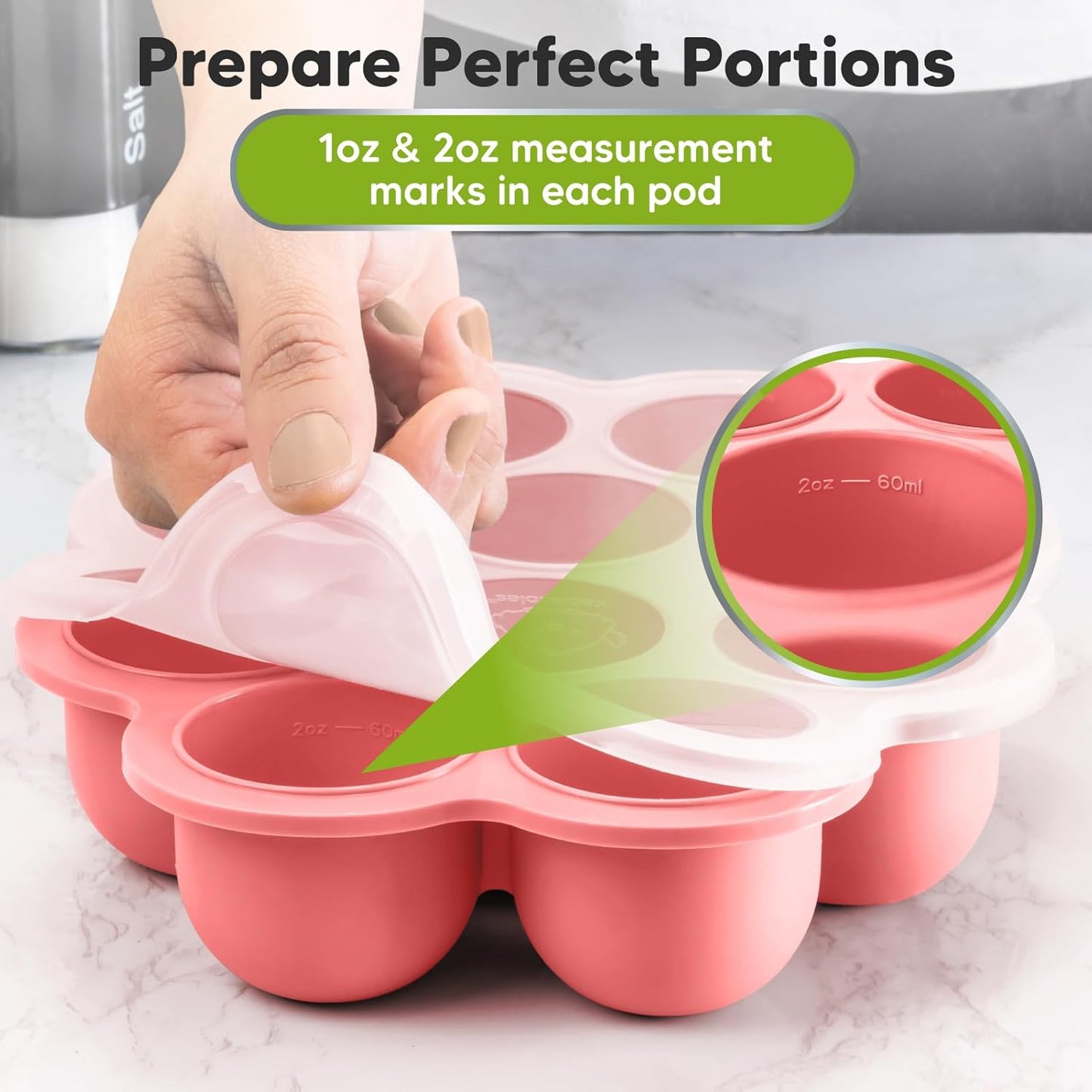 KeaBabies Silicone Food Freezer Trays with Lid, 2oz x 10 Pods Baby Food Storage Containers, Easy Puree Meal Prep, Breast Milk Silicone Freezer Molds, Dishwasher, Microwave Safe, BPA-Free (Chai Latte)