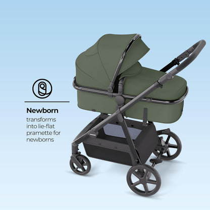 Mompush Meteor2 Baby Stroller 2-in-1 with Newborn Mode, Compatible with Infant Car Seat Adapter Included, Full-Size Bassinet Strollers for Family Outings