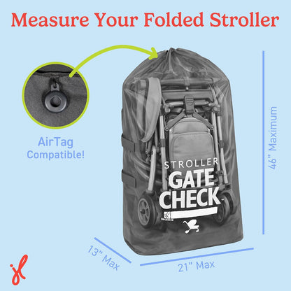 J.L. Childress Gate Check Bag for Single & Some Double Strollers - Travel Bag for Airplane, Fits Most Standard Baby Strollers, Airport Accessories for Gate Check, Flying Essentials - Red