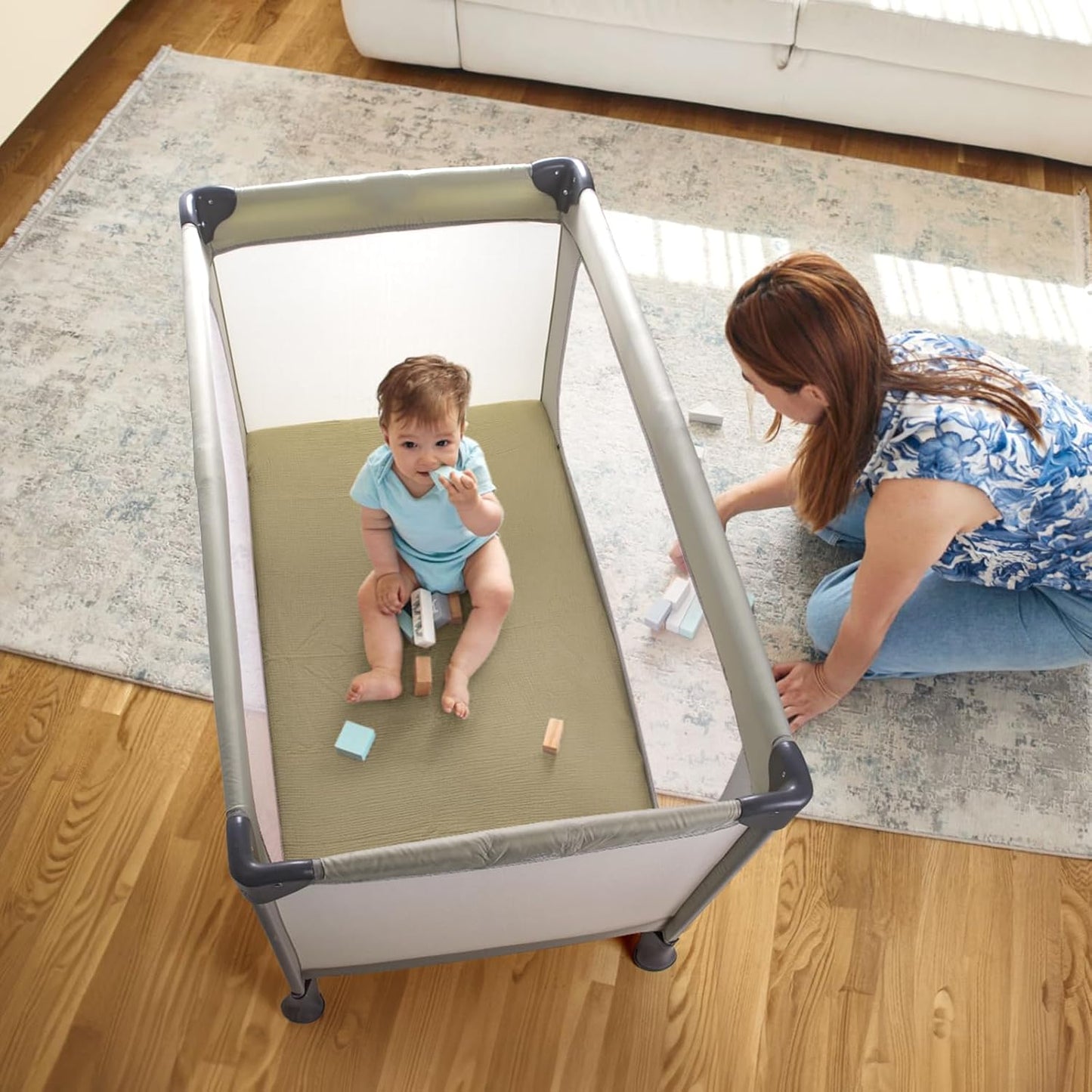 lulumoon Baby Bassinet Sheets Muslin: Cotton Bedside Bassinet Sheets Leaf for Boys - Fitted for Bedside Sleeper Mattress