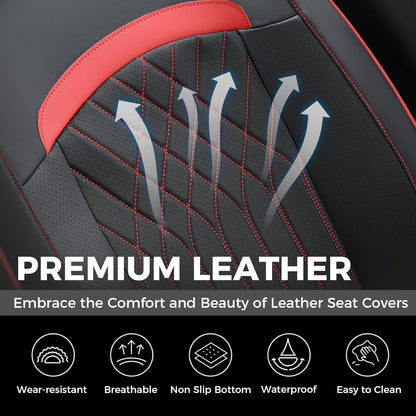 FLORICH Car Seat Covers Front Seat, Leather Seat Covers for Cars, Car Seat Protector Waterproof, Universal Automotive Seat Covers, Front Car Seat Cover Fit for Most Sedans SUV Pick-up Truck