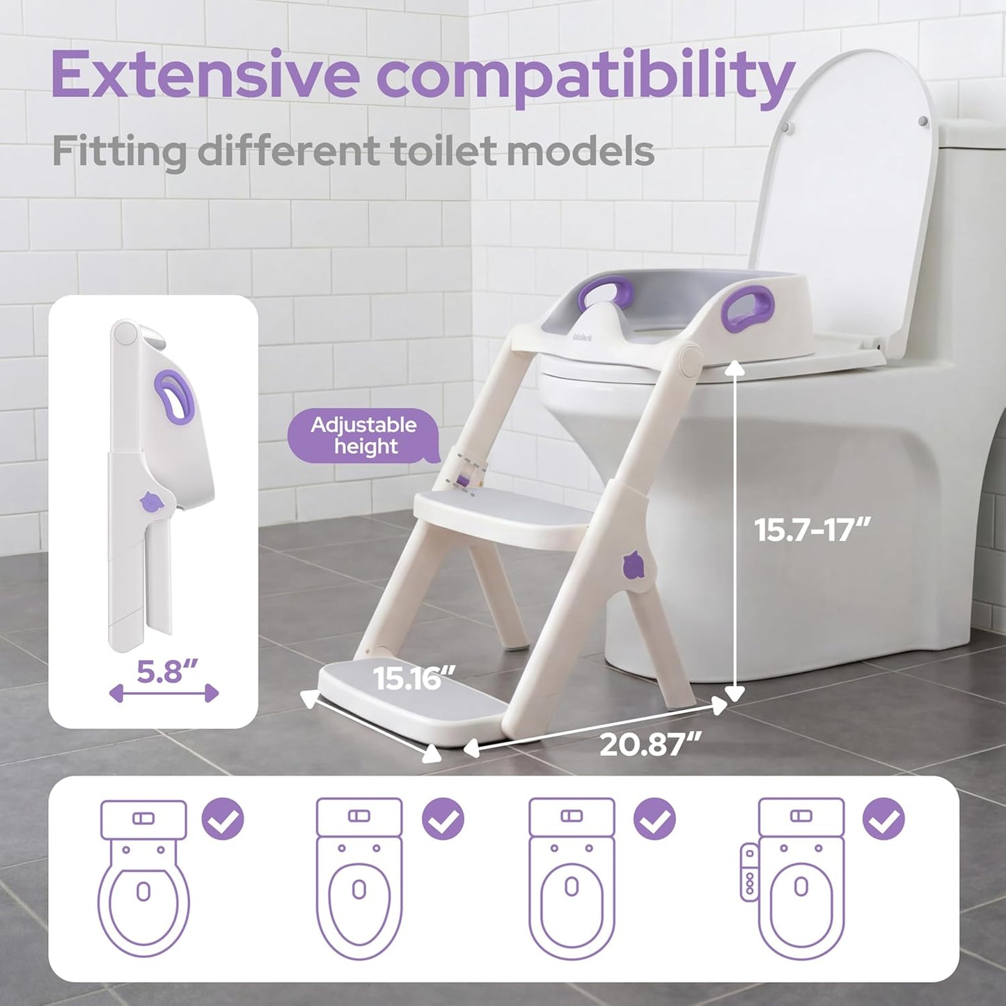 lalalark Potty Training Seat, 2-in-1 Toddler Toilet Seat with Steps, Upgrade Potty Step Stool for Toddler with Anti-Slip Pad Step Stool, Extended Splash Guard, Foldable Potty Ladder Boys Girls, Green