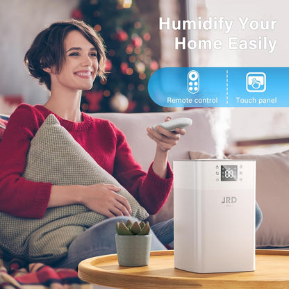 JRD 4L Humidifiers for Bedroom, Cool Mist Humidifier for Large Room, 40H Runtime, 360° Nozzle, Night Light for Home, Office, Baby Nursery, Plants（Black）