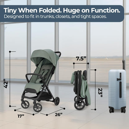 Inglesina Quid³ Lightweight Compact Travel Stroller for Baby & Toddler 0-55 lbs – One-Hand Fold, Reclining Seat, Airline Approved, Car Seat Compatible, UPF 50+ Canopy – Cosmic Black