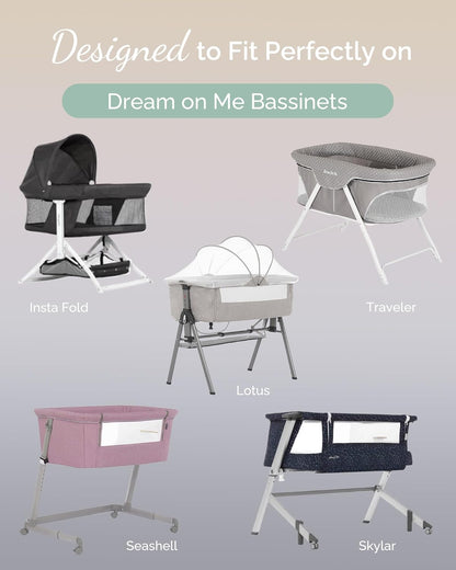 Bassinet Sheets Compatible with Baby Delight Beside Me Dreamer Bassinet, 33x20 for Baby Bedside Sleeper - Buttery Soft, Premium Stretchy Jersey Knit Sheets - Sky + Sage + Cloud, 3 Pack