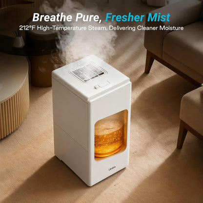 Livatro Stainless Steel Humidifier, 3L Warm Mist Humidifier, Easy Clean with Warm Steam Humidifier, Healthy Air Mist Humidifiers for Bedroom Living Room, with Sleep Mode and Auto-off Setting