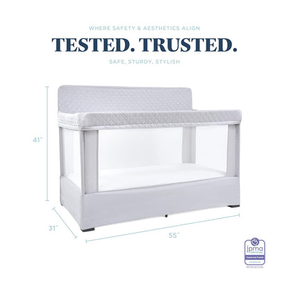 Baby Delight Lunaire Full Size Crib | Breathable Mesh Baby Crib | Tool-Free Assembly Baby Bed | Charcoal Tweed