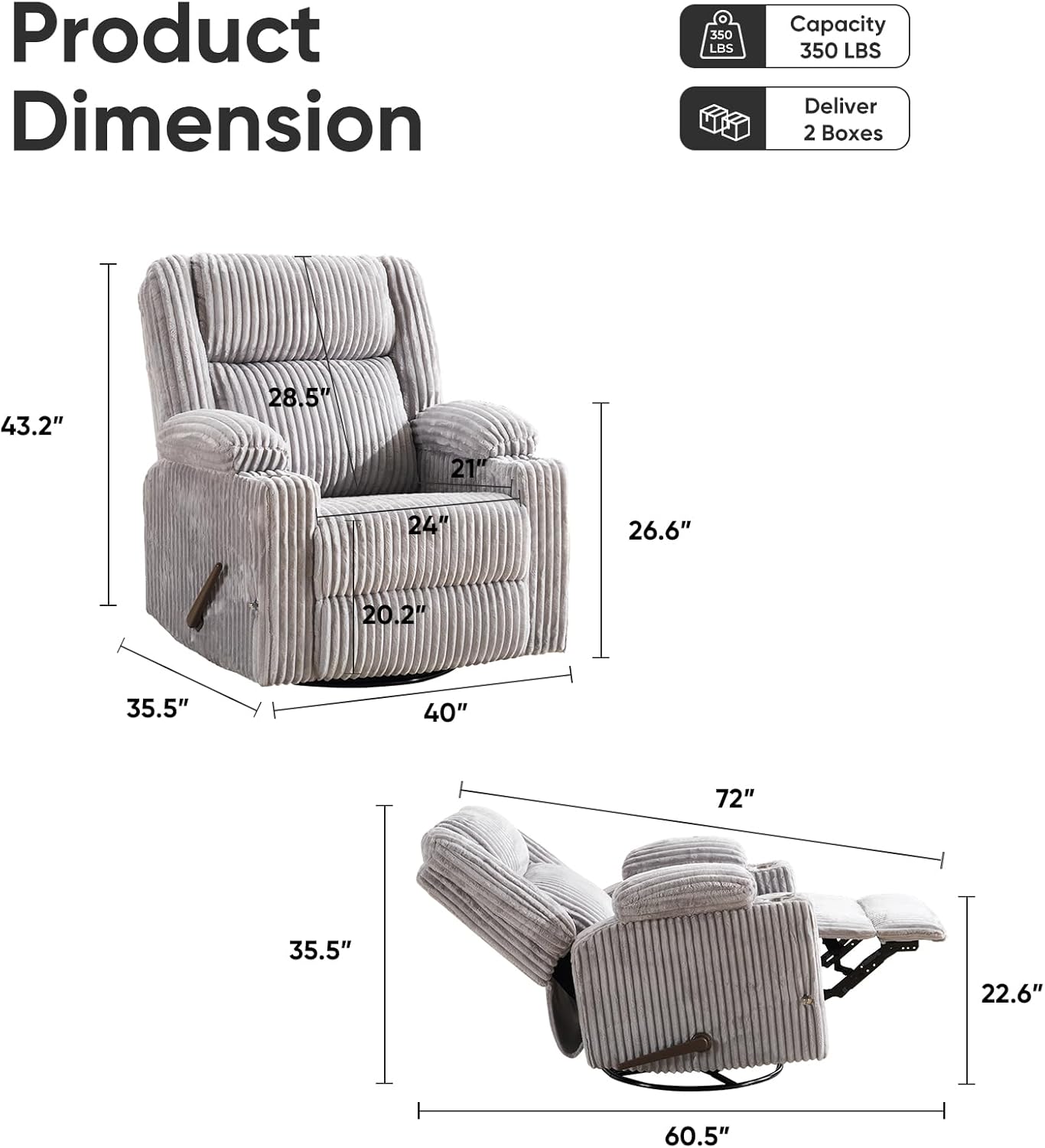 Oversized Power Recliner Chair with Massage and Heat, Swivel Rocker Recliner Chair for Adults with Arm Storage, Nursery Glider Recliner with Adjustable Headrest and Phone Stand, Side Pockets, Beige